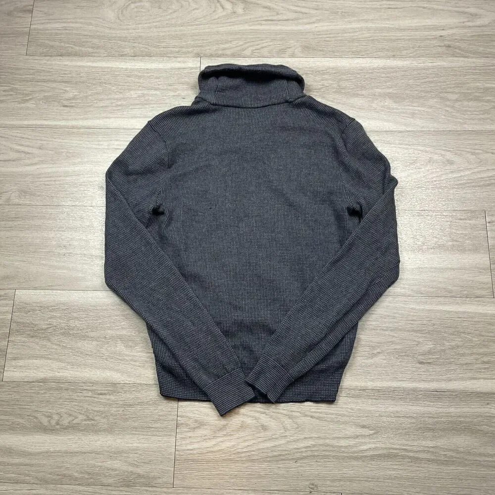 Vintage Polo Ralph Lauren Sweater Mens Medium Gray Merino Wool Shawl Neck Golf